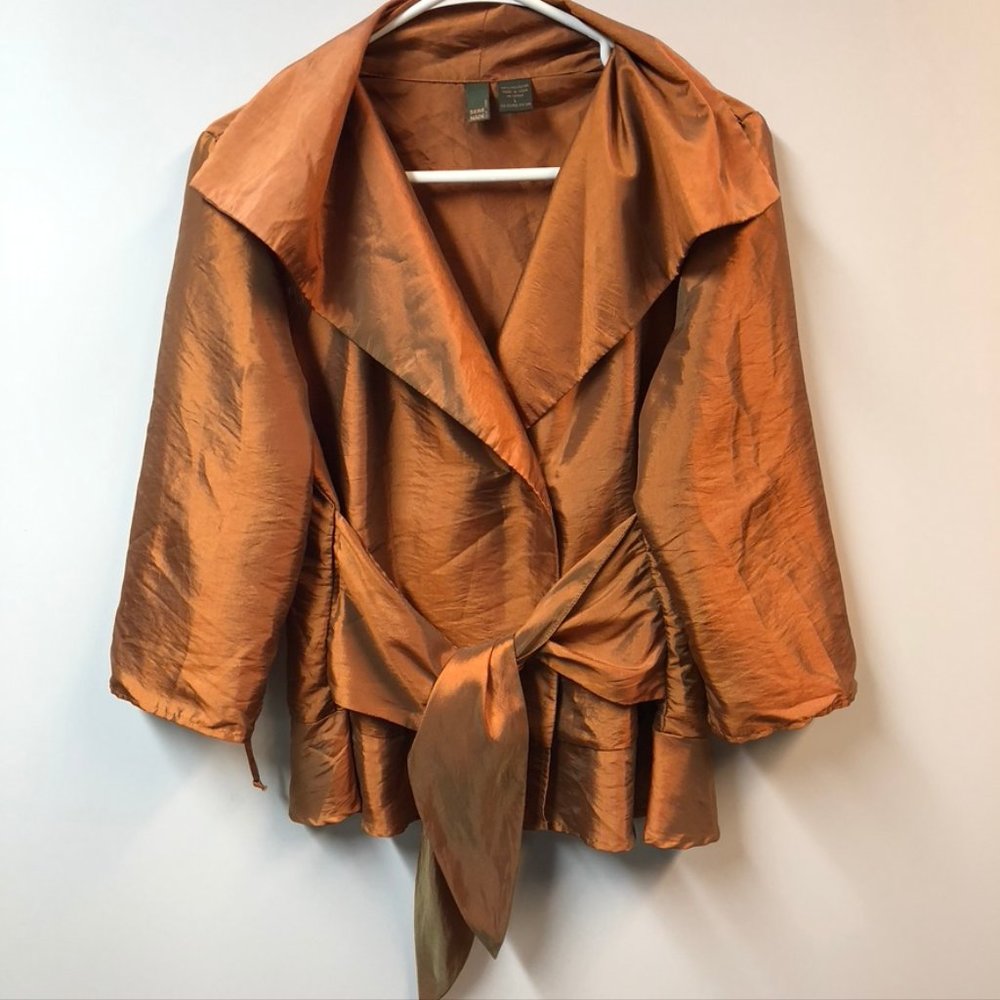 SERE NADE New York Copper/Golden Metallic Tie-Waist Blazer/Jacket, Size Large